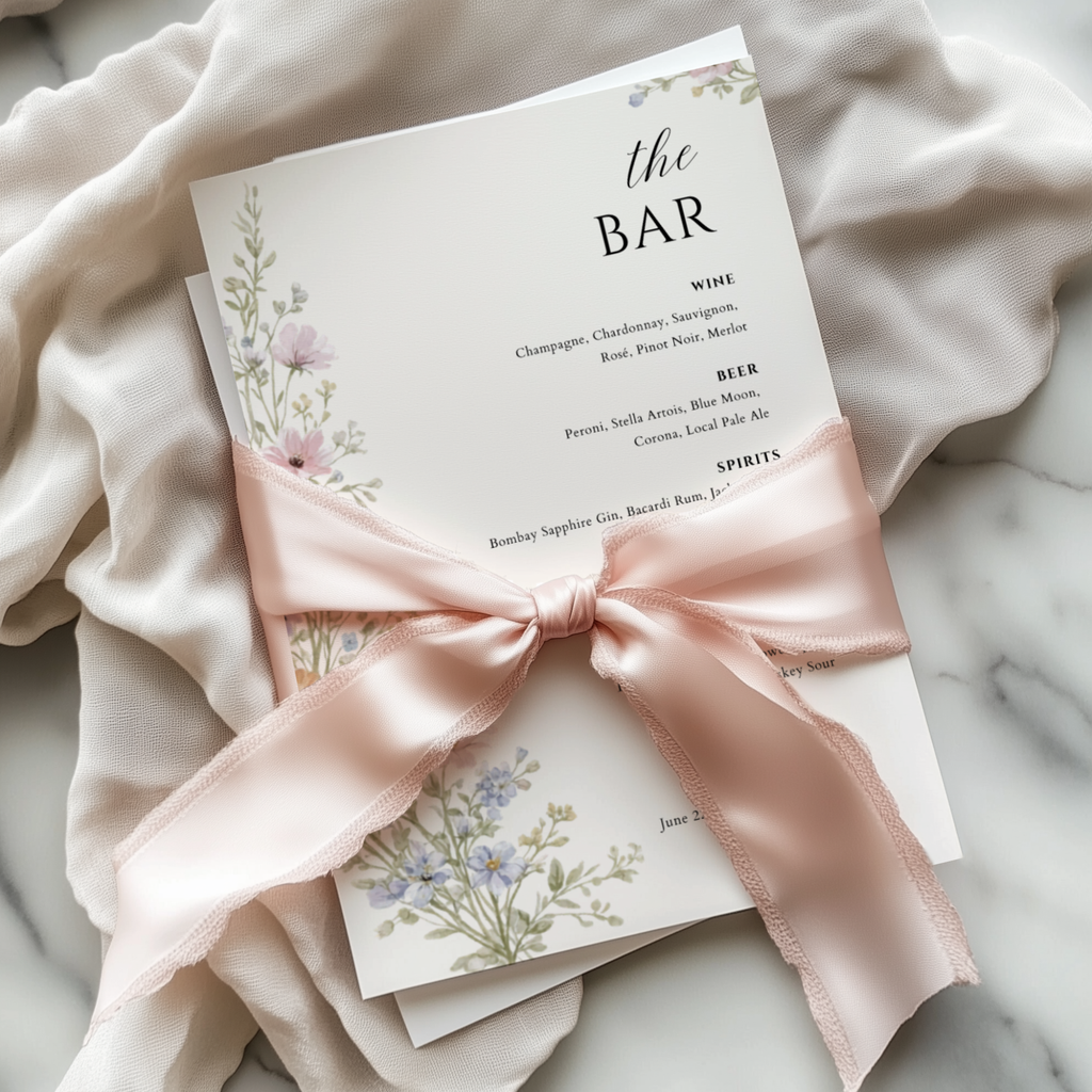 Wildflower Wedding Bar Menu Sign — Editable Canva Template