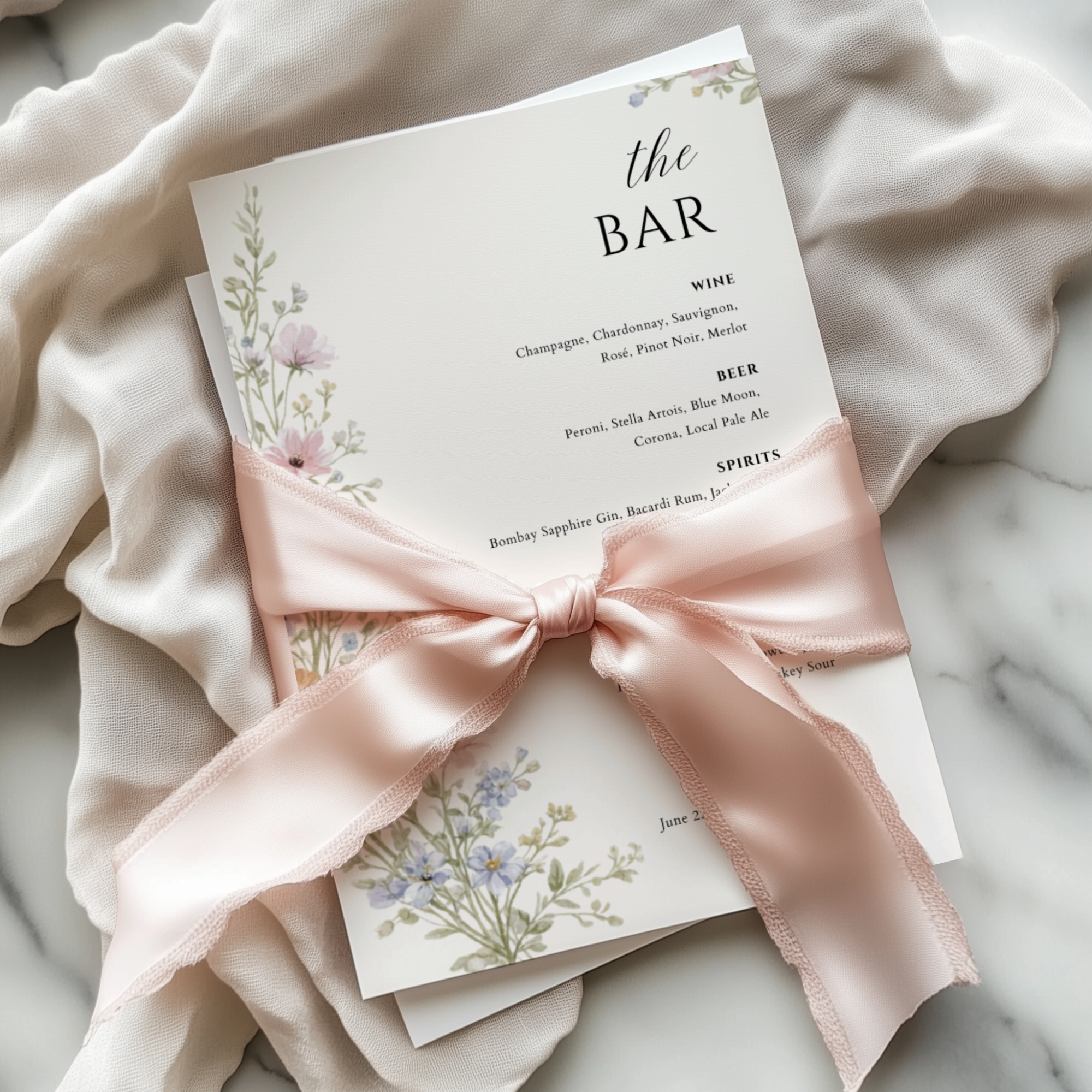 Wildflower Wedding Bar Menu Sign — Editable Canva Template