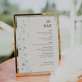 Dusty Blue Wildflower Bar Menu Sign Template | Editable Canva Wedding Sign | Watercolor Drinks Menu | Instant Download