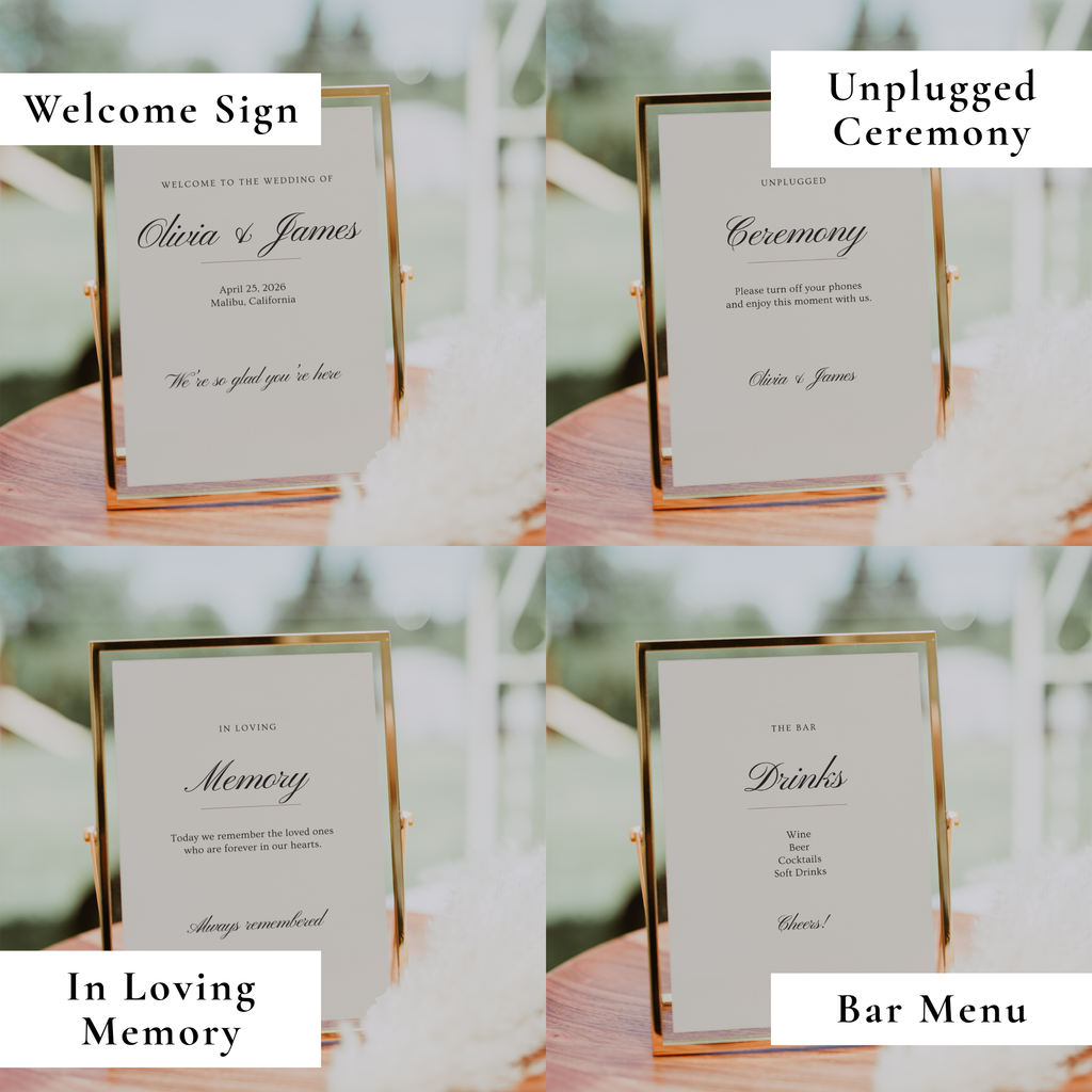Old Money Wedding Sign Bundle — 30+ Editable Canva Templates
