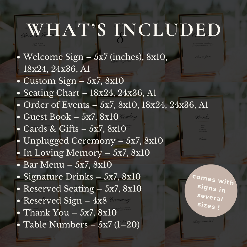 Old Money Wedding Sign Bundle — 30+ Editable Canva Templates