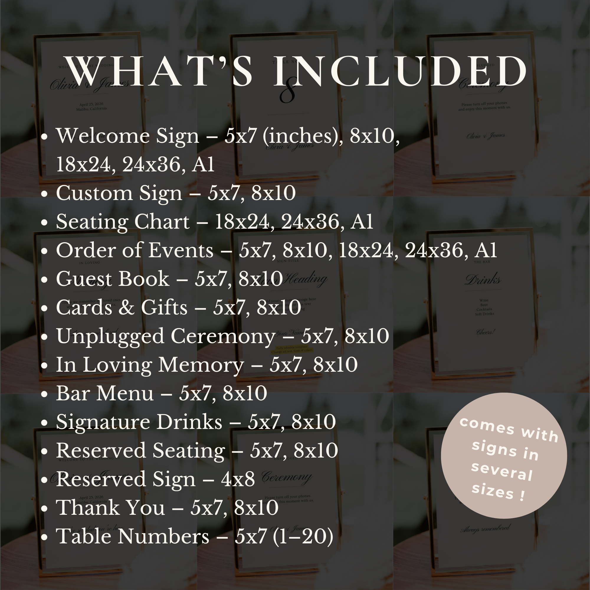 Old Money Wedding Sign Bundle — 30+ Editable Canva Templates
