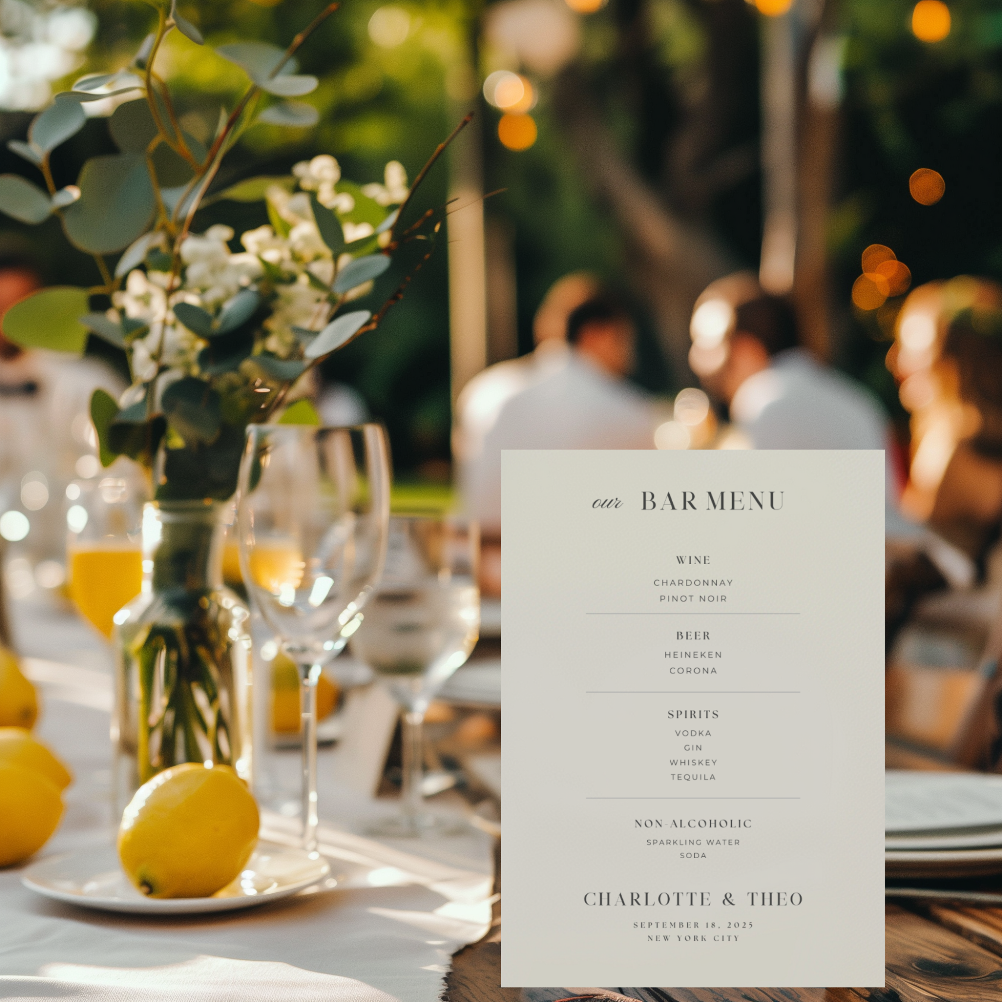 Wedding Bar Menu Sign — Editable Canva Template | 5x7, 8x10, 11x14, 16x20