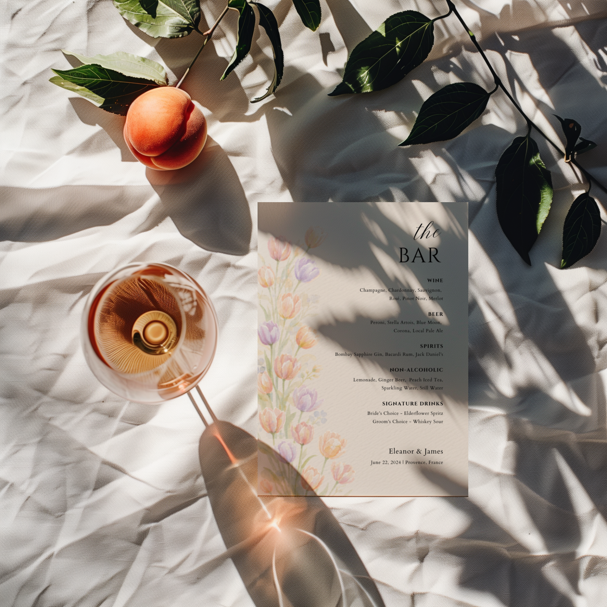 Wildflower Wedding Bar Menu Sign Template | Editable Canva Bar Sign | Pastel Floral Drinks Menu | Instant Download