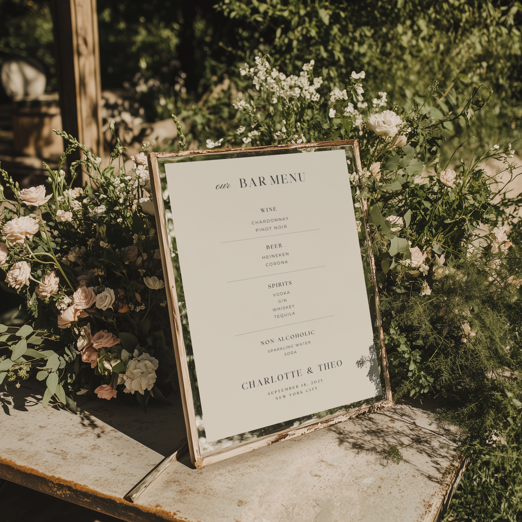 Wedding Bar Menu Sign — Editable Canva Template | 5x7, 8x10, 11x14, 16x20