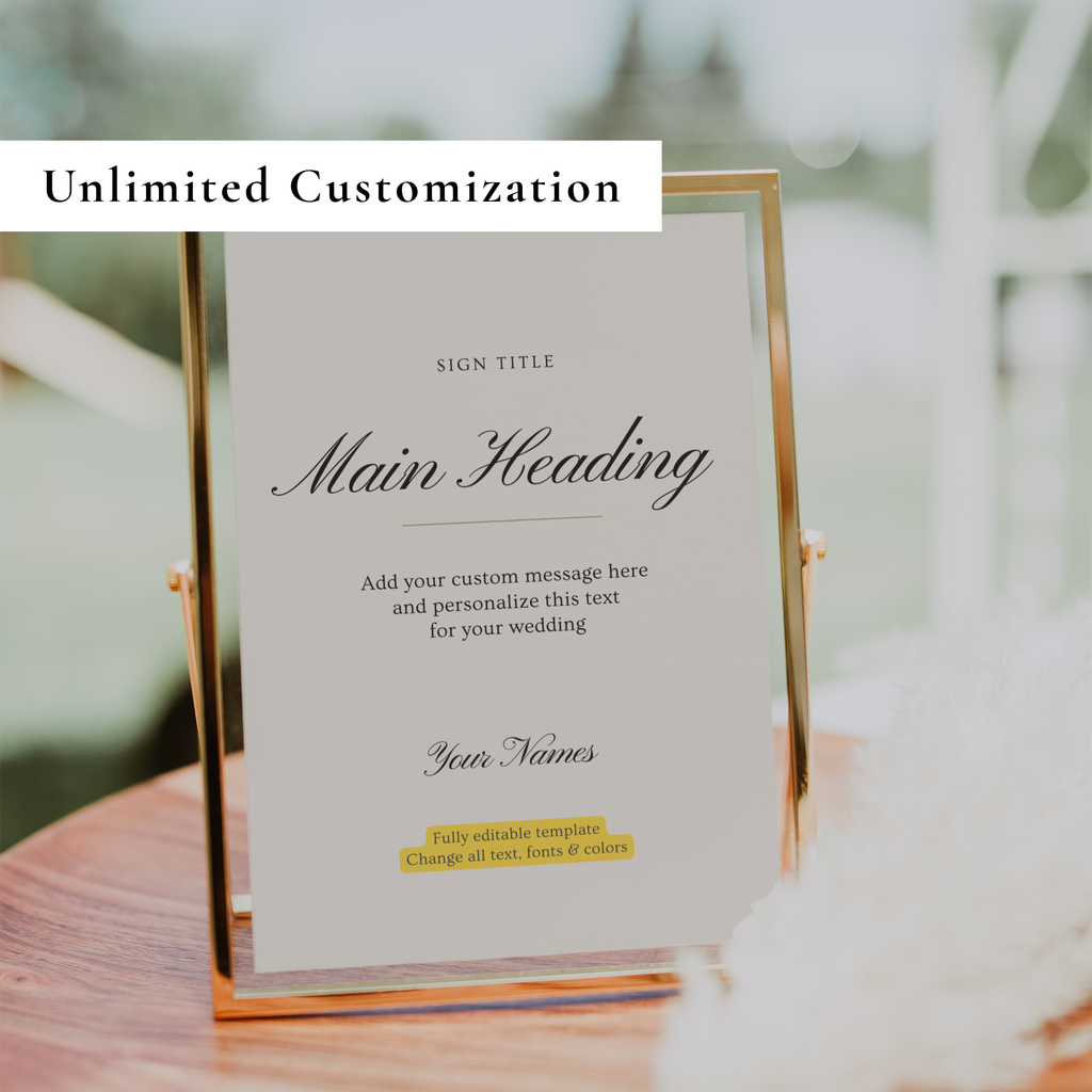 Old Money Wedding Sign Bundle — 30+ Editable Canva Templates