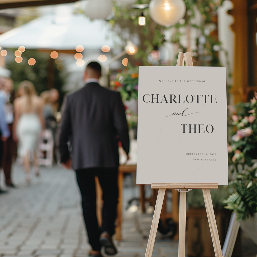 Elegant Wedding Welcome Sign — Editable Canva Template