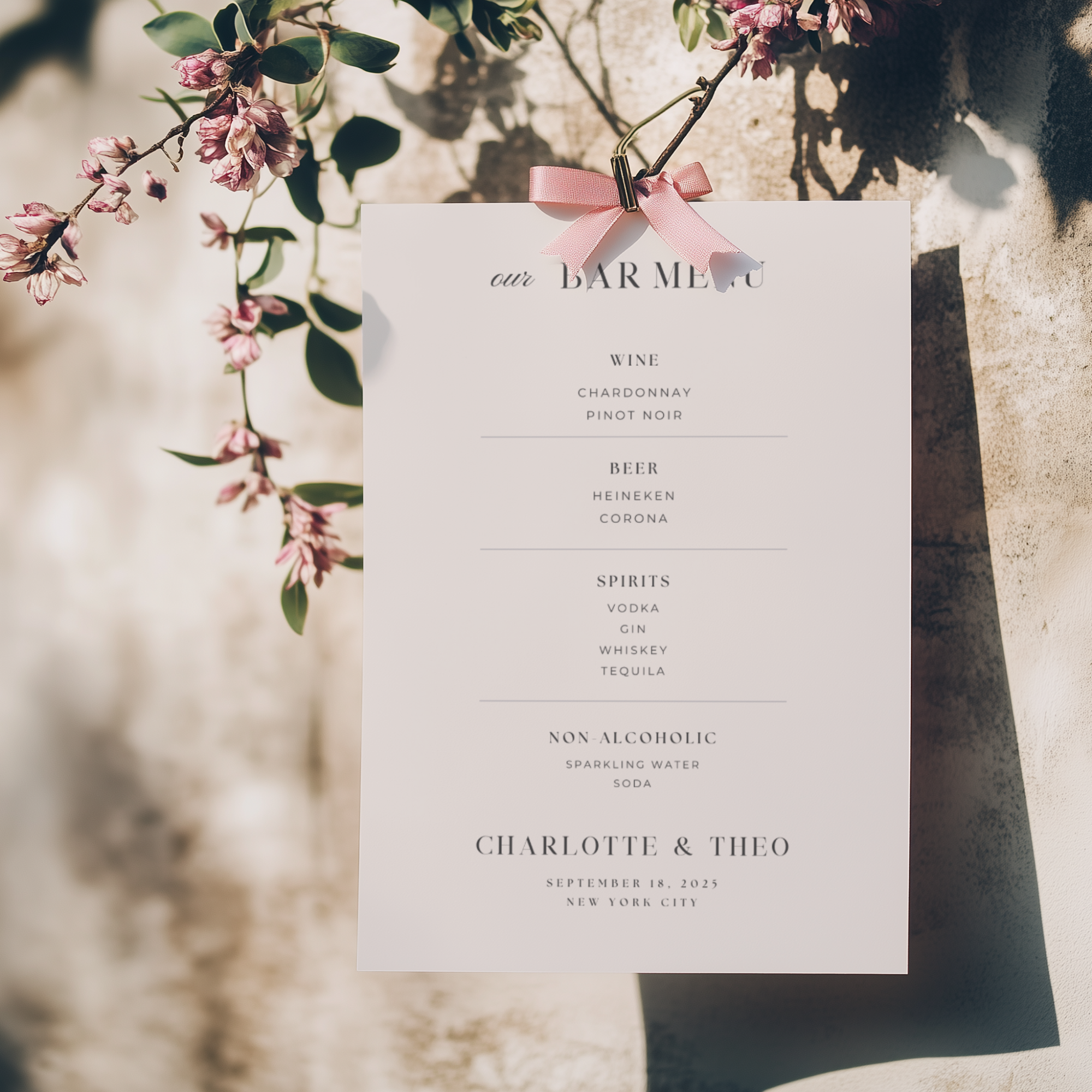 Wedding Bar Menu Sign — Editable Canva Template | 5x7, 8x10, 11x14, 16x20
